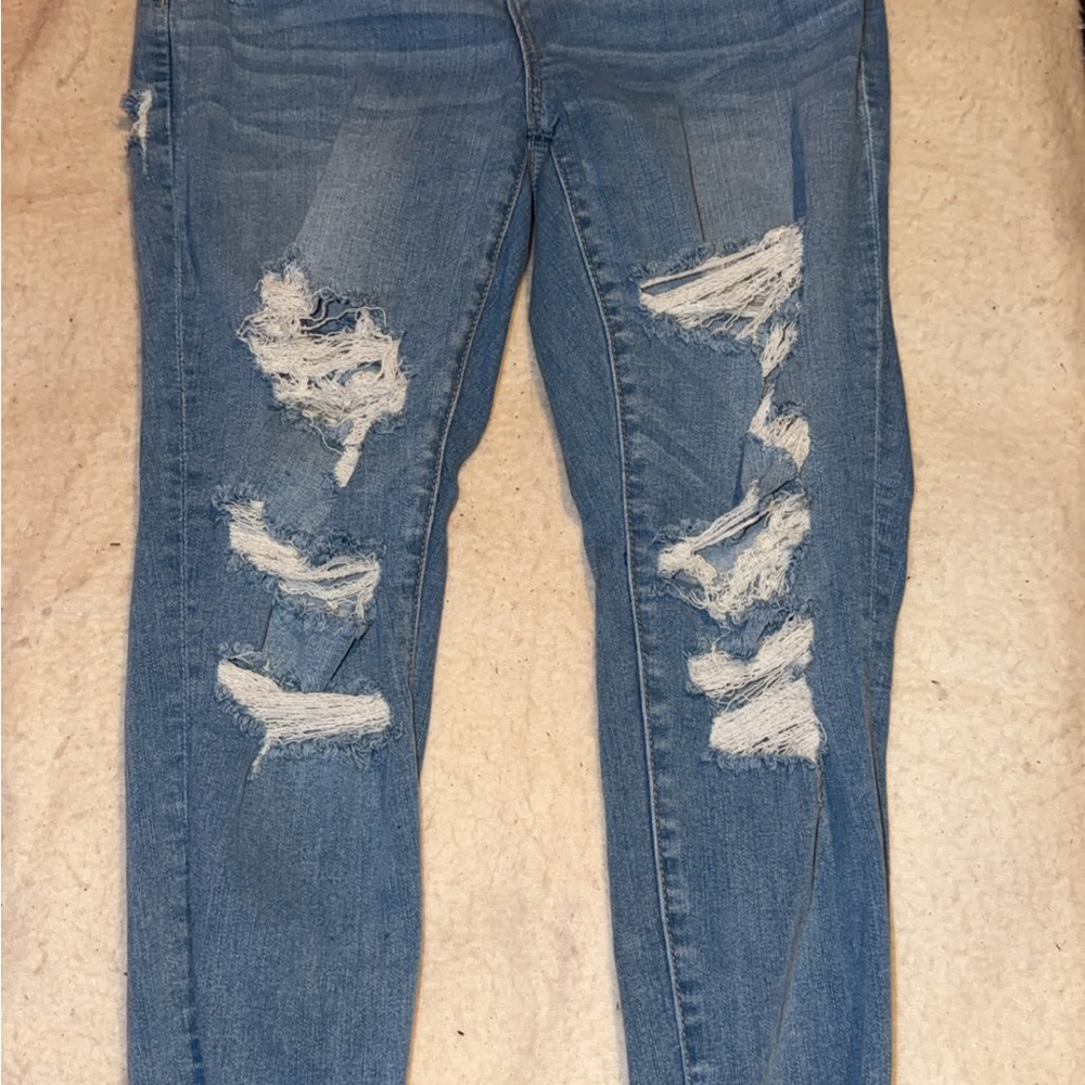 American Eagle Outfitters Ripped Blue Skinny Jeans